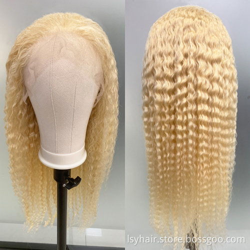 100% Virgin Blonde 613 Russian Hair Curly Front Lace Wig, Hd Transparent Film Thin Swiss Lace Wholesale Full Lace Wigs Vendors